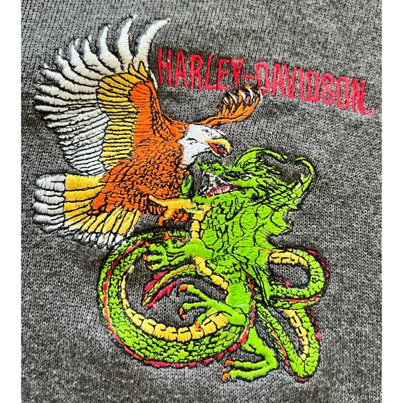 Vintage Harley Davidson Tultex Embroidered Dragon Eagle Men's Pullover Sweater L - Picture 2 of 6